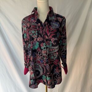 Chico’s No Iron Floral & Paisley Button-Up Blouse Size 1, 8/M